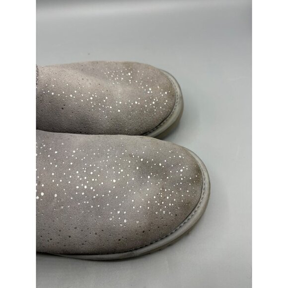 UGG Mini Bailey Bow Gray Sparkle Shearling Bow Boot 6 Womens Winter Suede - Picture 4 of 8